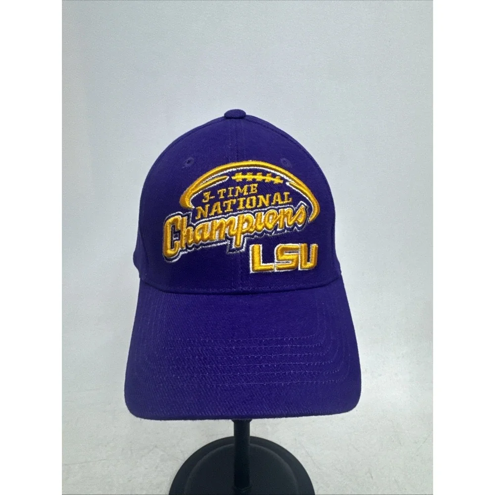 LSU TIGERS 3-Time National Championship Embroidered Strapback Hat BCS Patch